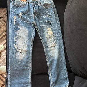 Jordan Craig Distressed Denim Jeans - Blue
